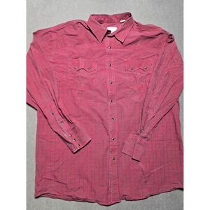 Roper Wear The West‎ Mens 2XLT Tall Long Sleeve Plaid Pearl Snap Western Shirt